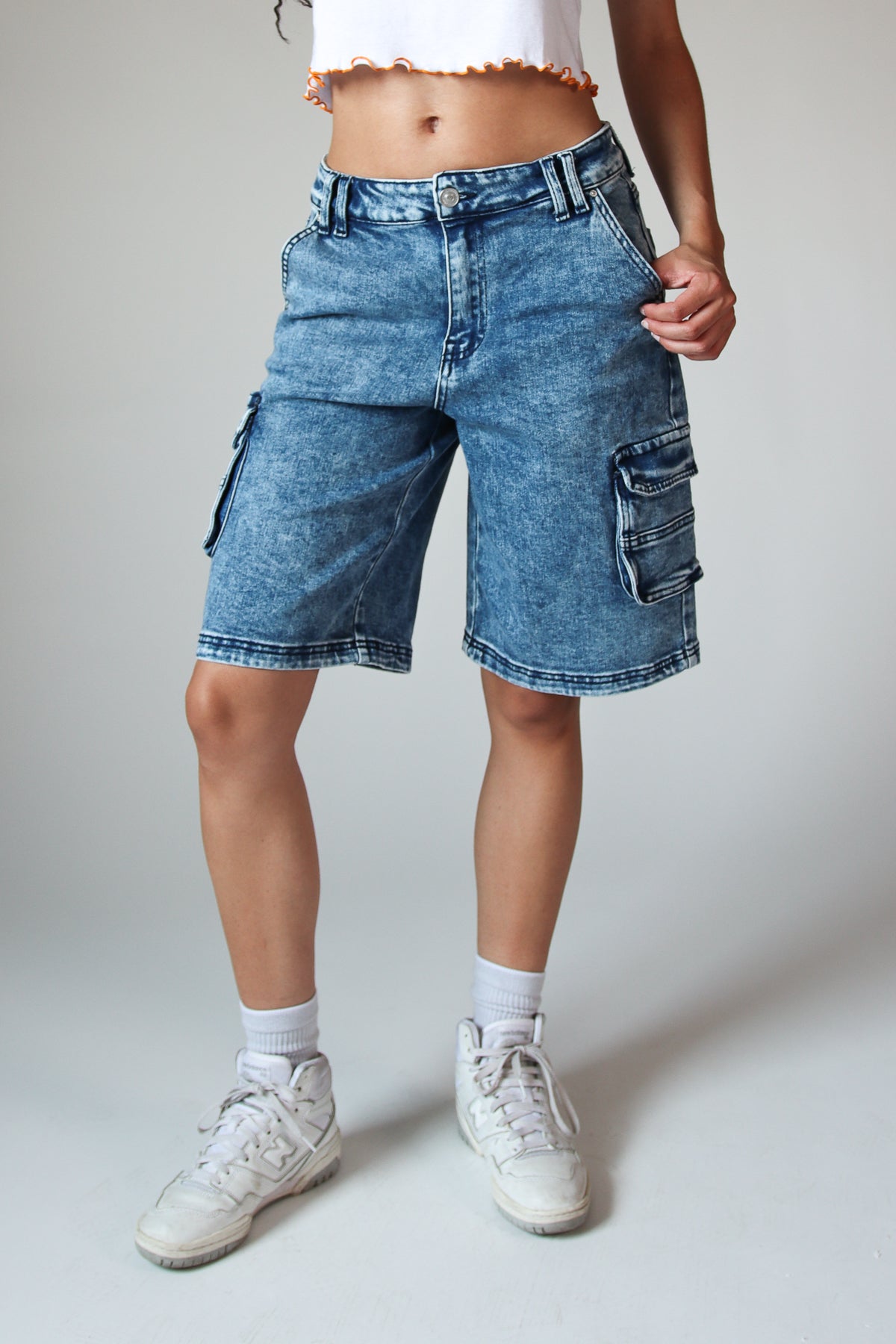 Acid Wash Cargo Jorts - Medium