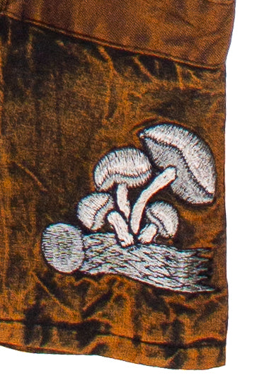 Embroidered Mushroom Block Patchwork Shorts