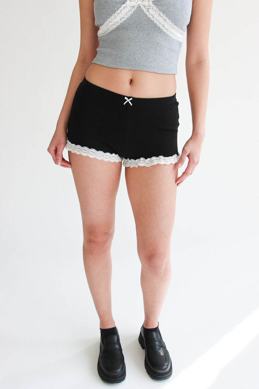 Lace Trim Bow Detail Short Lounge Shorts
