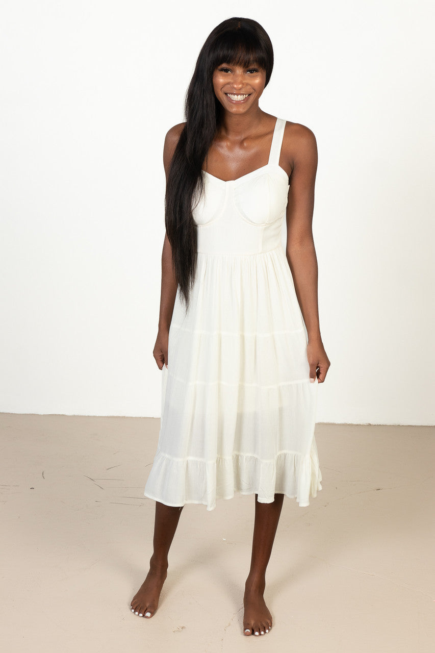 Ivory Satin Bustier Dress