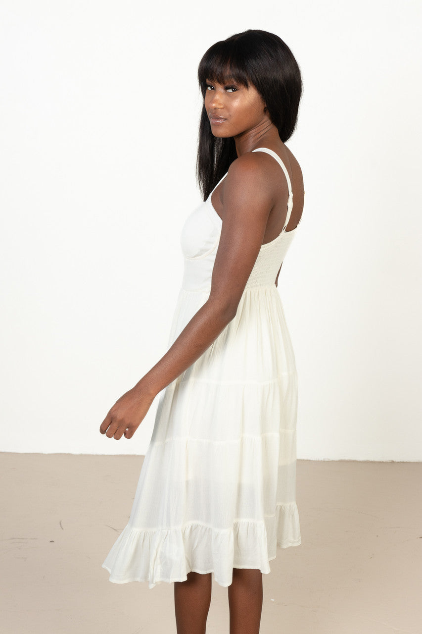 Ivory Satin Bustier Dress