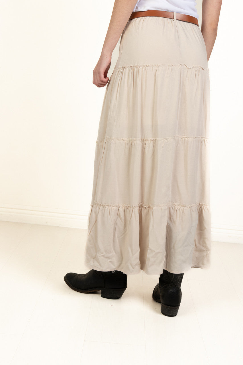 Sand Belted Maxi Skirt