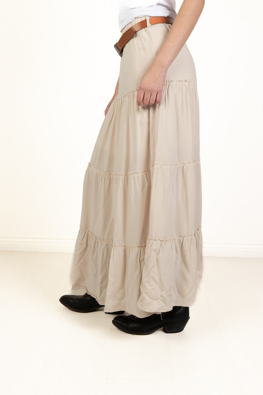 Sand Belted Maxi Skirt