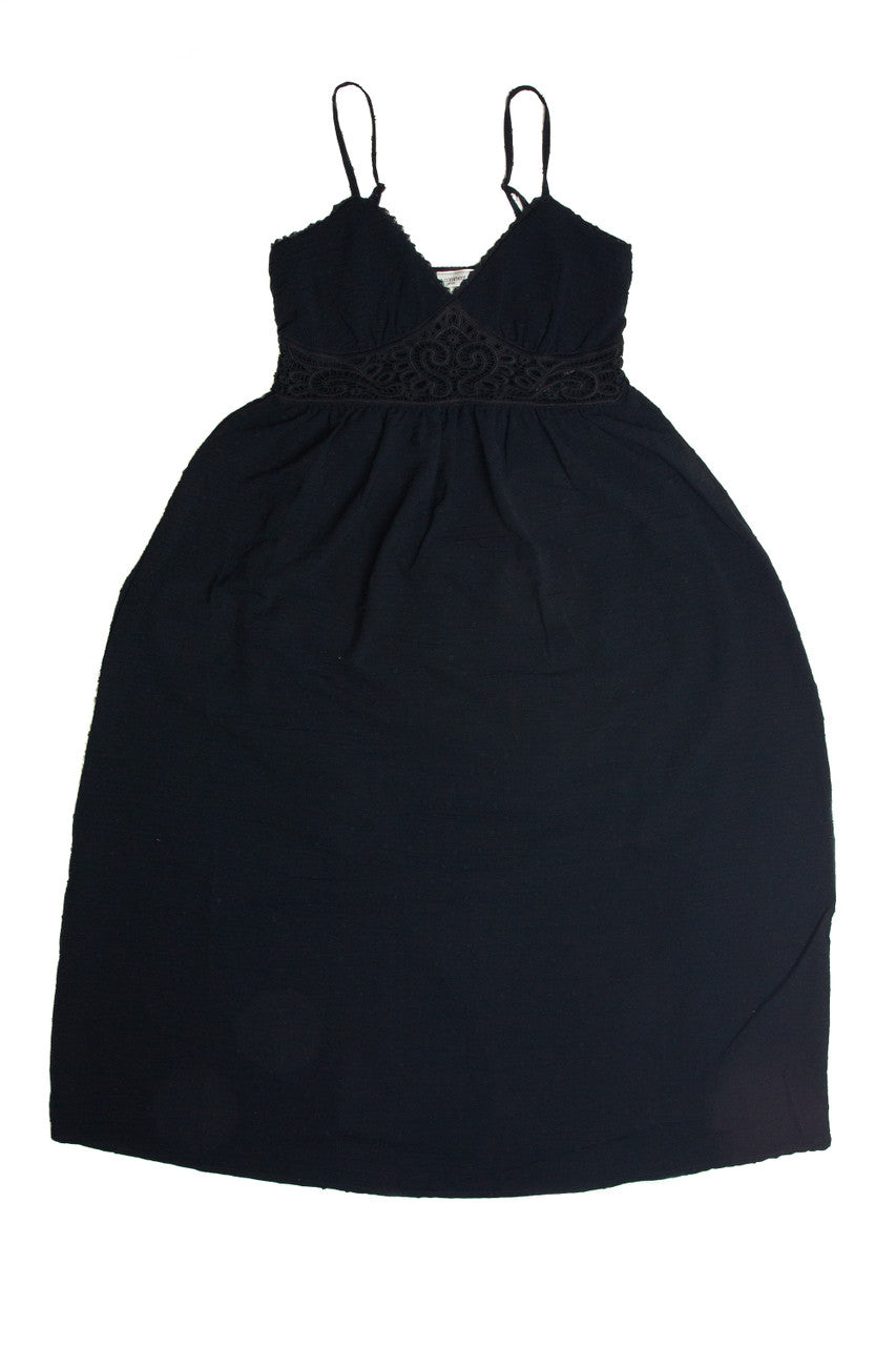 Black Crochet Waist Maxi Dress