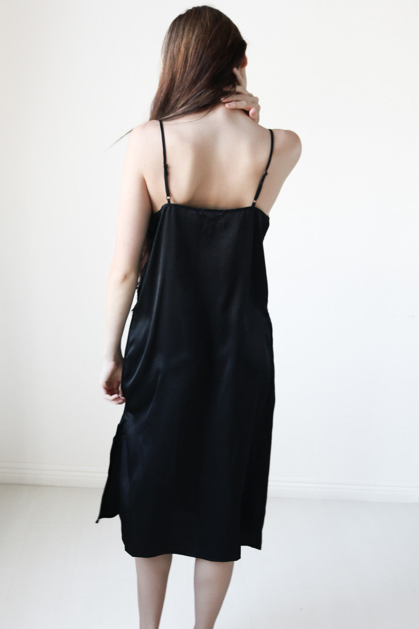 Black Midi Slip Dress