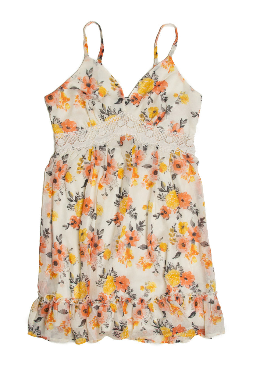 Cream Crochet Waistband Mini Dress