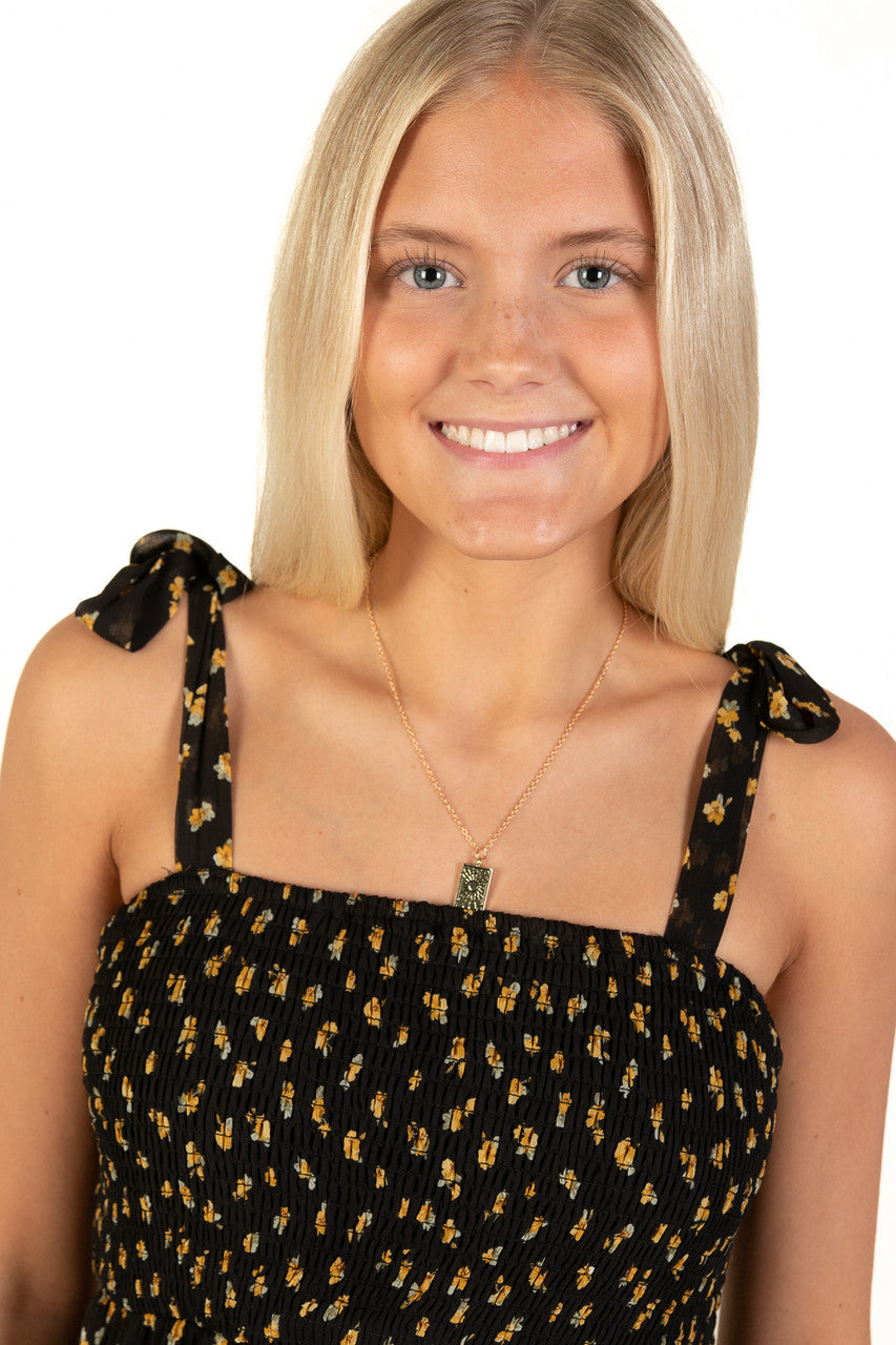 Black & Gold Floral Lace Trim Tiered Maxi Dress