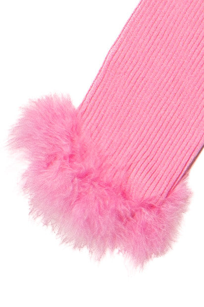 Feather Trim Long Sleeve Mini Dress