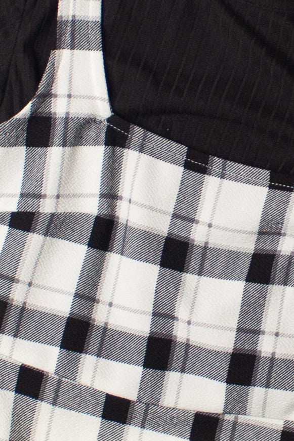 2 Piece Black Plaid Mini Dress With Tee