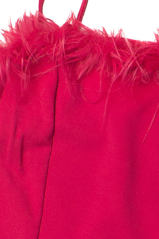 Feather Trim Cami Mini Dress