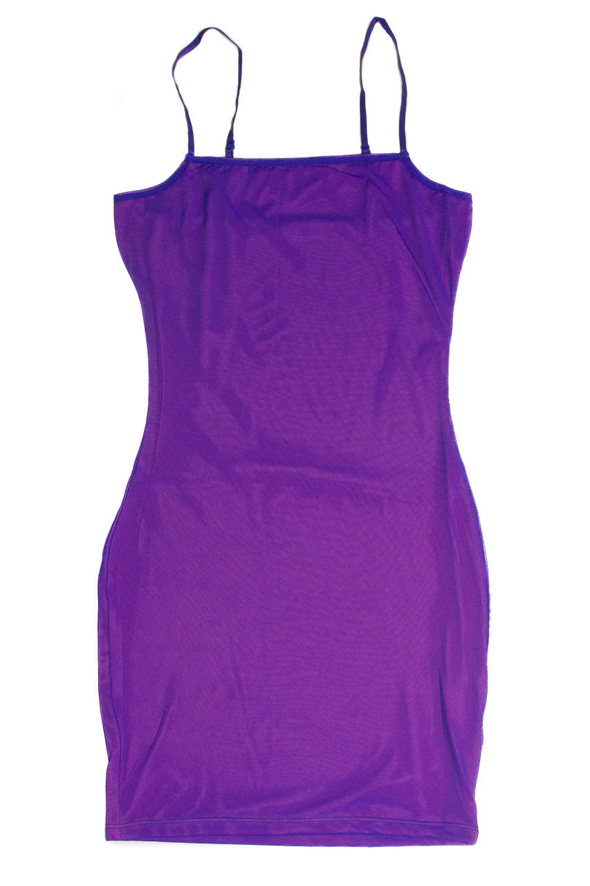 Blue and Pink Neon Mesh Mini Dress