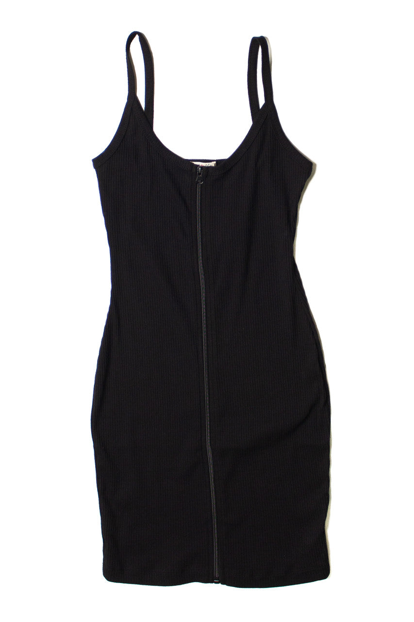 Black Zip Up Cami Dress