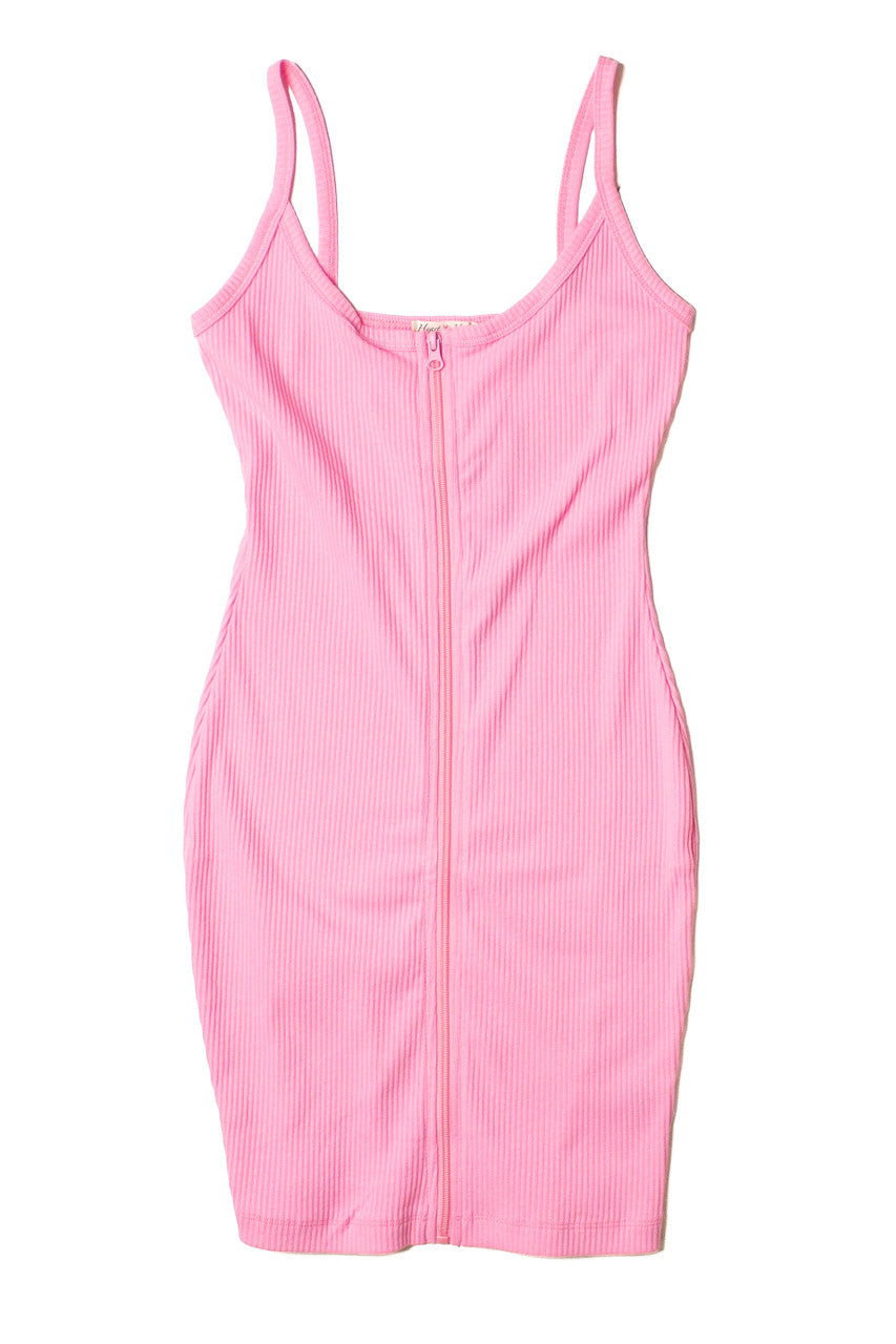 Taffy Pink Zip Up Cami Dress