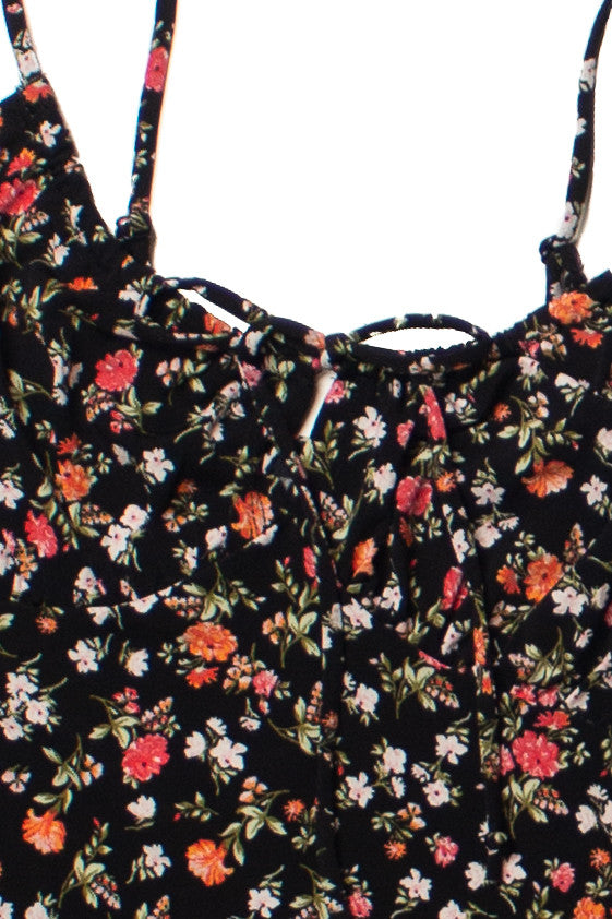 Black Floral Milkmaid Cami Mini Dress