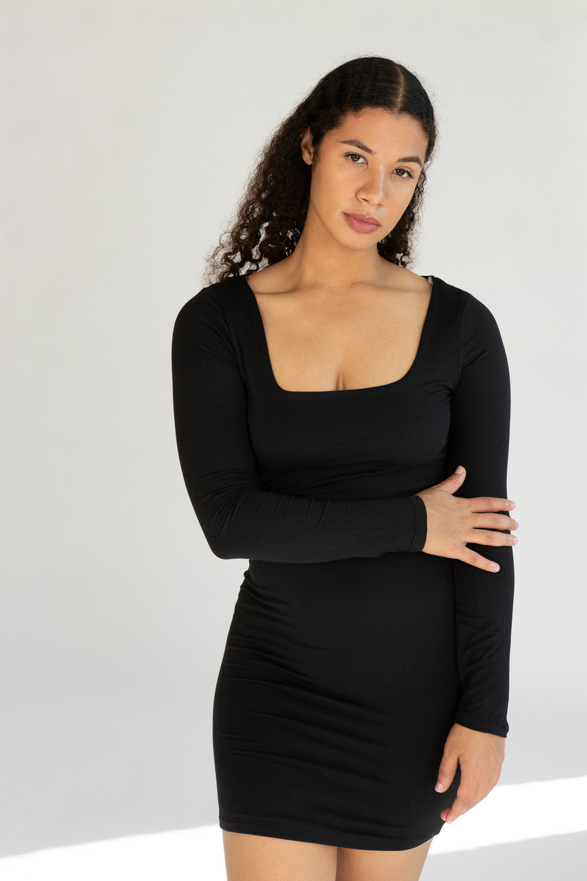 Long Sleeve Square Neck Mini Dress