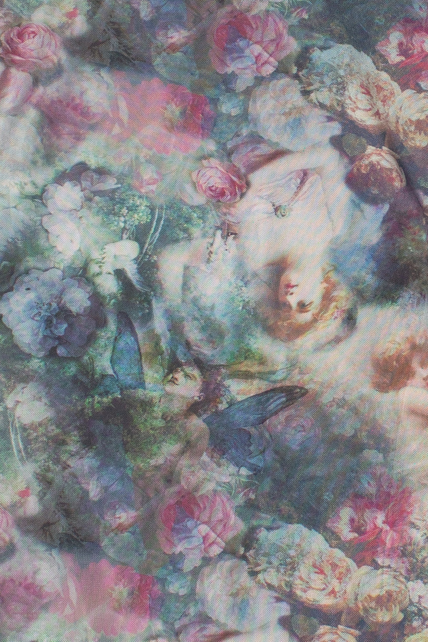 Printed Double Layer Mesh Dress