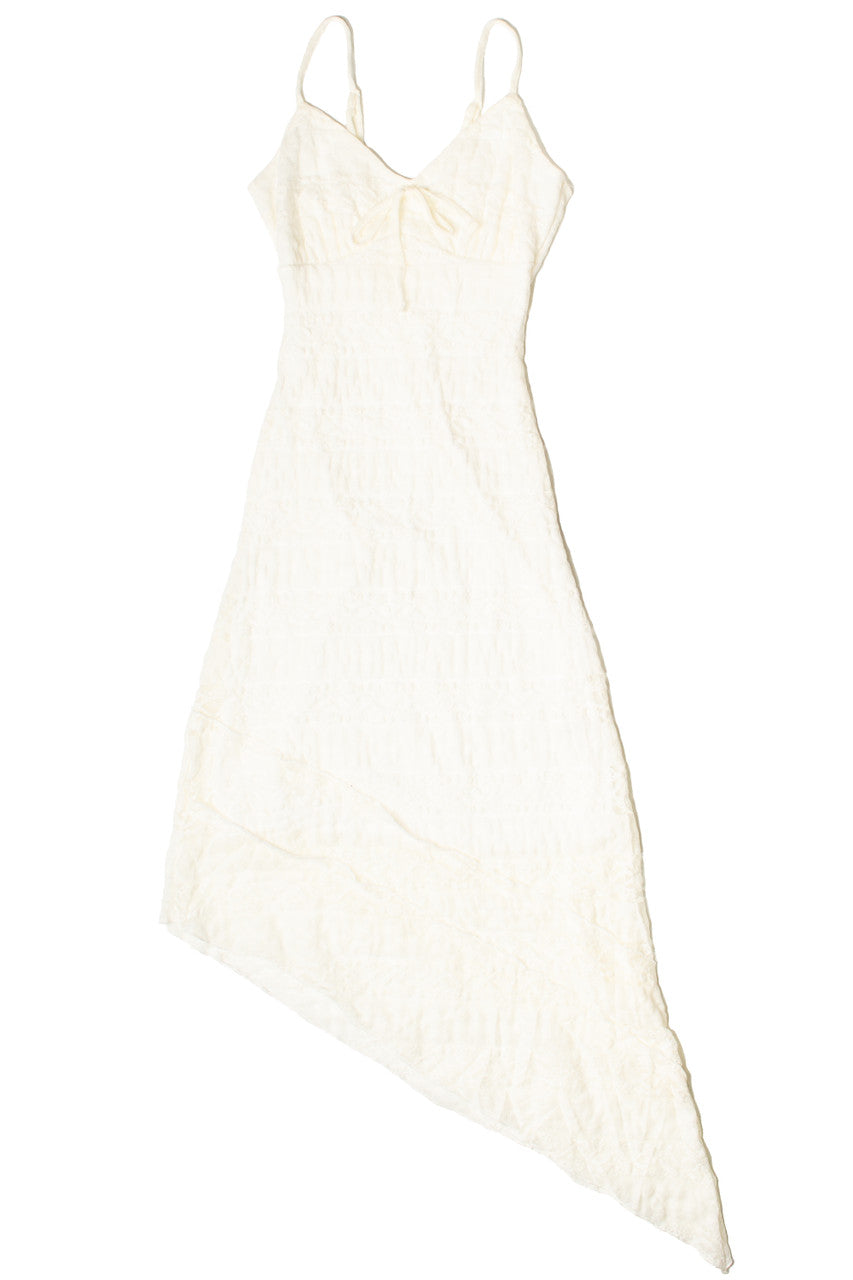 Asymmetrical Hem Lace Midi Dress