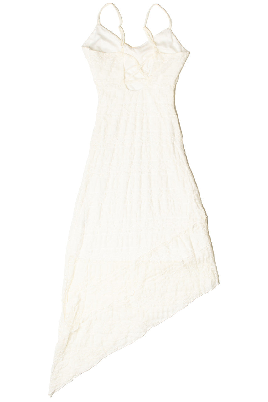 Asymmetrical Hem Lace Midi Dress