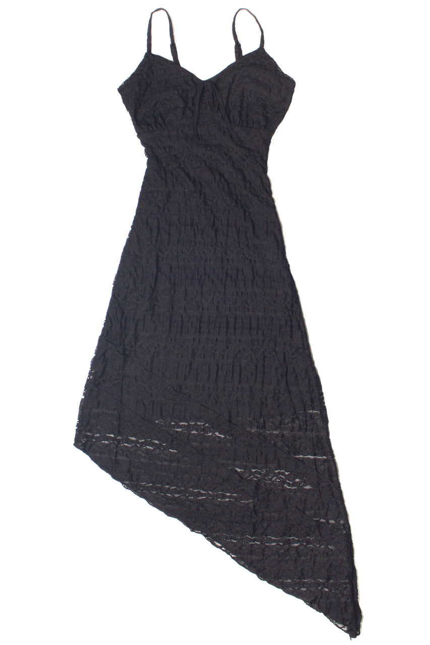 Asymmetrical Hem Lace Midi Dress
