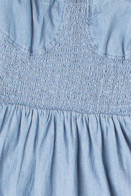 Smocked Bodice Chambray Maxi Dress