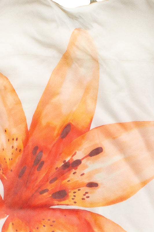 Large Flower Print Mesh Maxi Dress - Orange