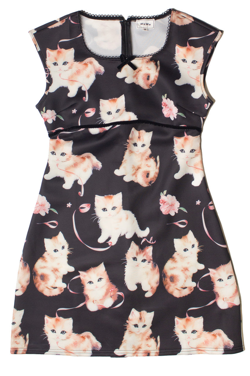 Cute Kitten Cap Sleeve Dress