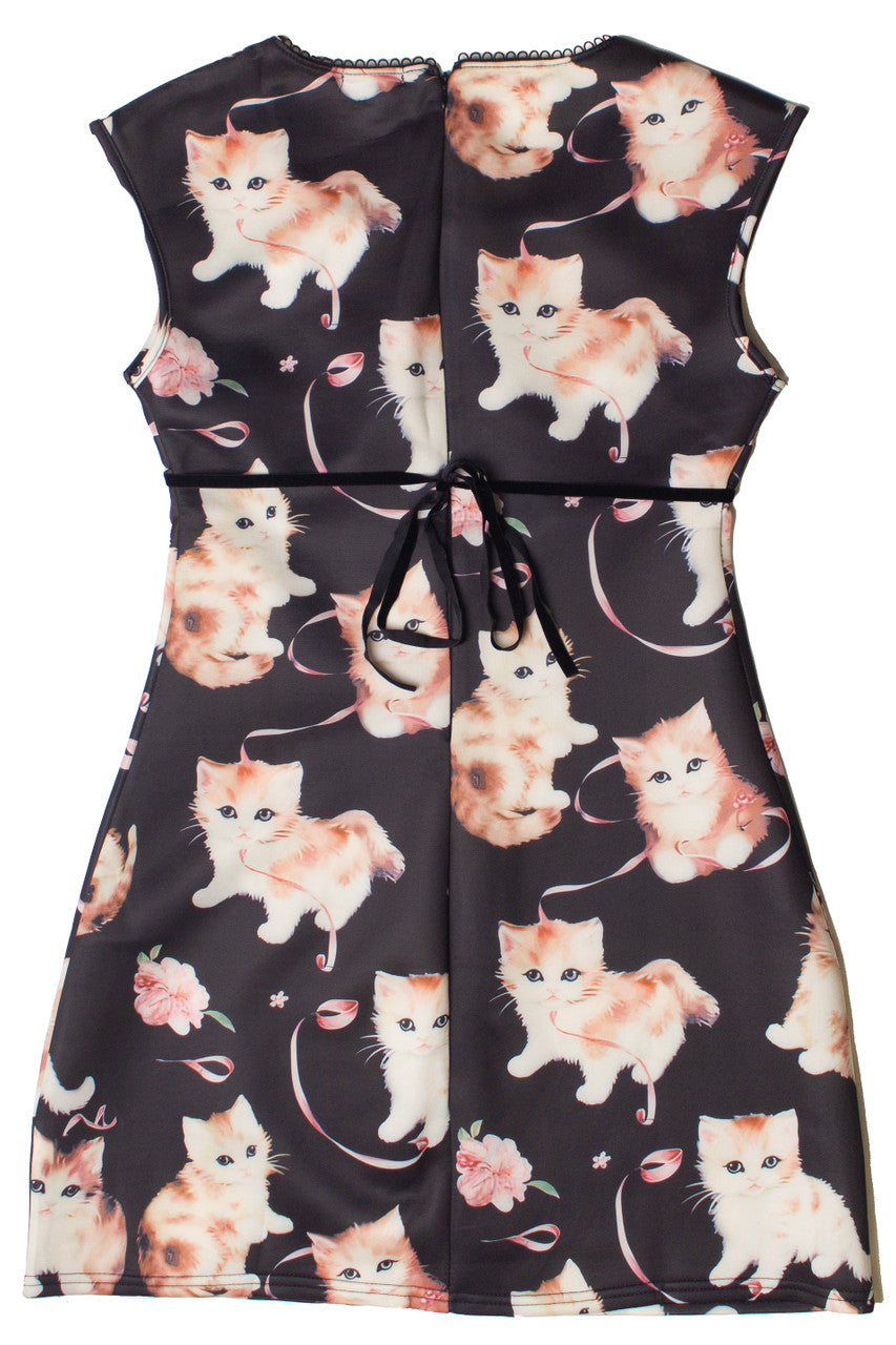 Cute Kitten Cap Sleeve Dress