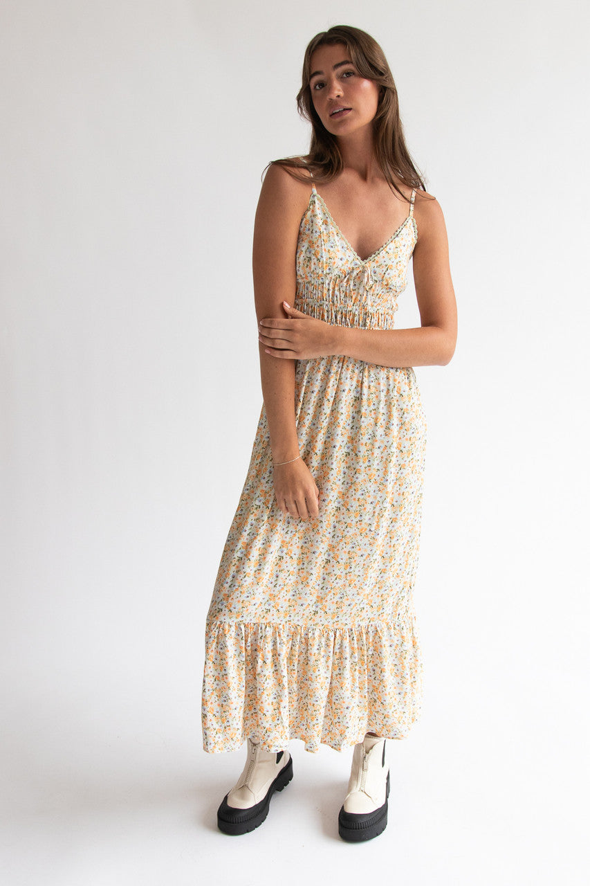 Floral Shirred Maxi Dress