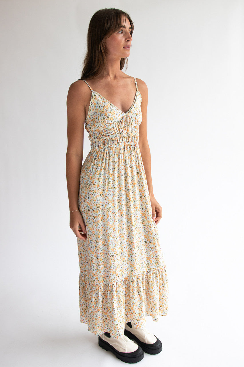 Floral Shirred Maxi Dress