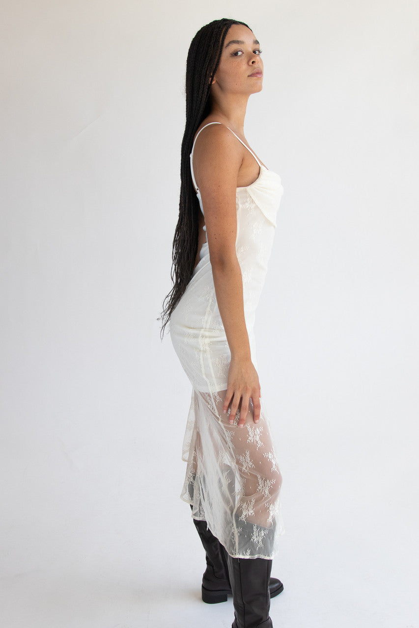 Asymmetric Hem Lace Dress