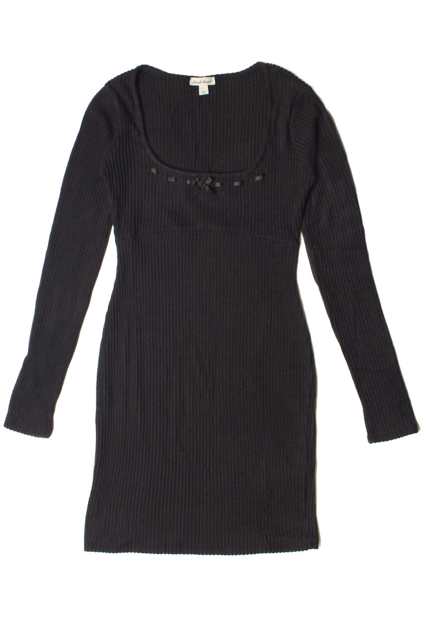 Ribbon Detail Ribbed Sweater Dress