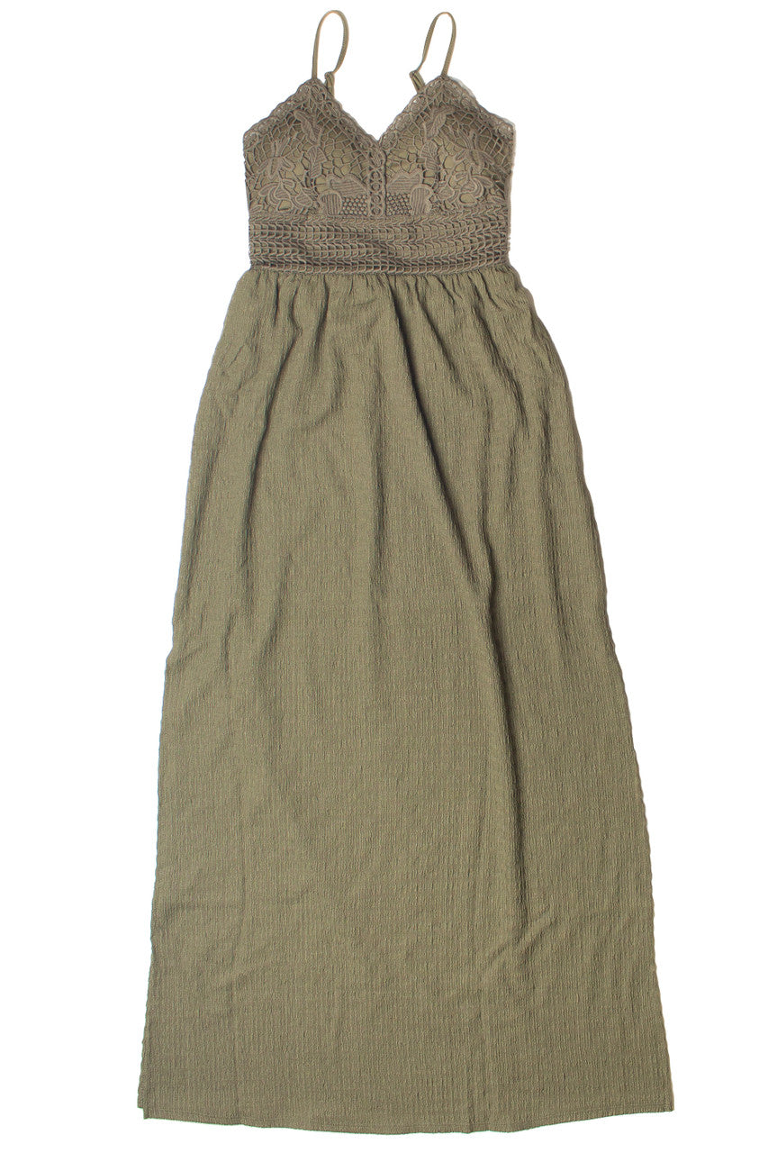 Floral Lace Top Gauze Maxi Dress