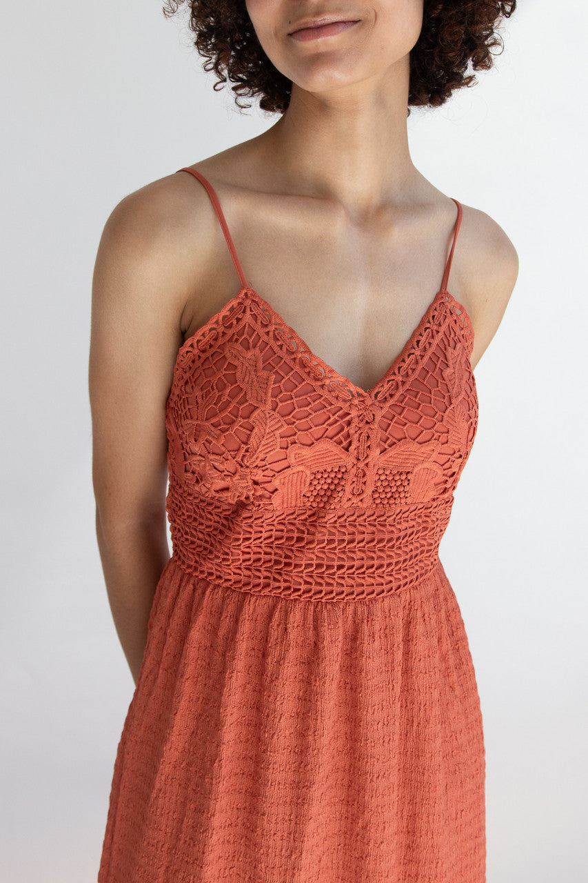 Floral Lace Top Gauze Maxi Dress