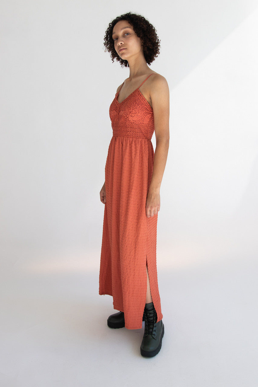 Floral Lace Top Gauze Maxi Dress