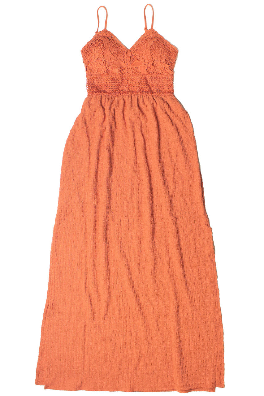 Floral Lace Top Gauze Maxi Dress