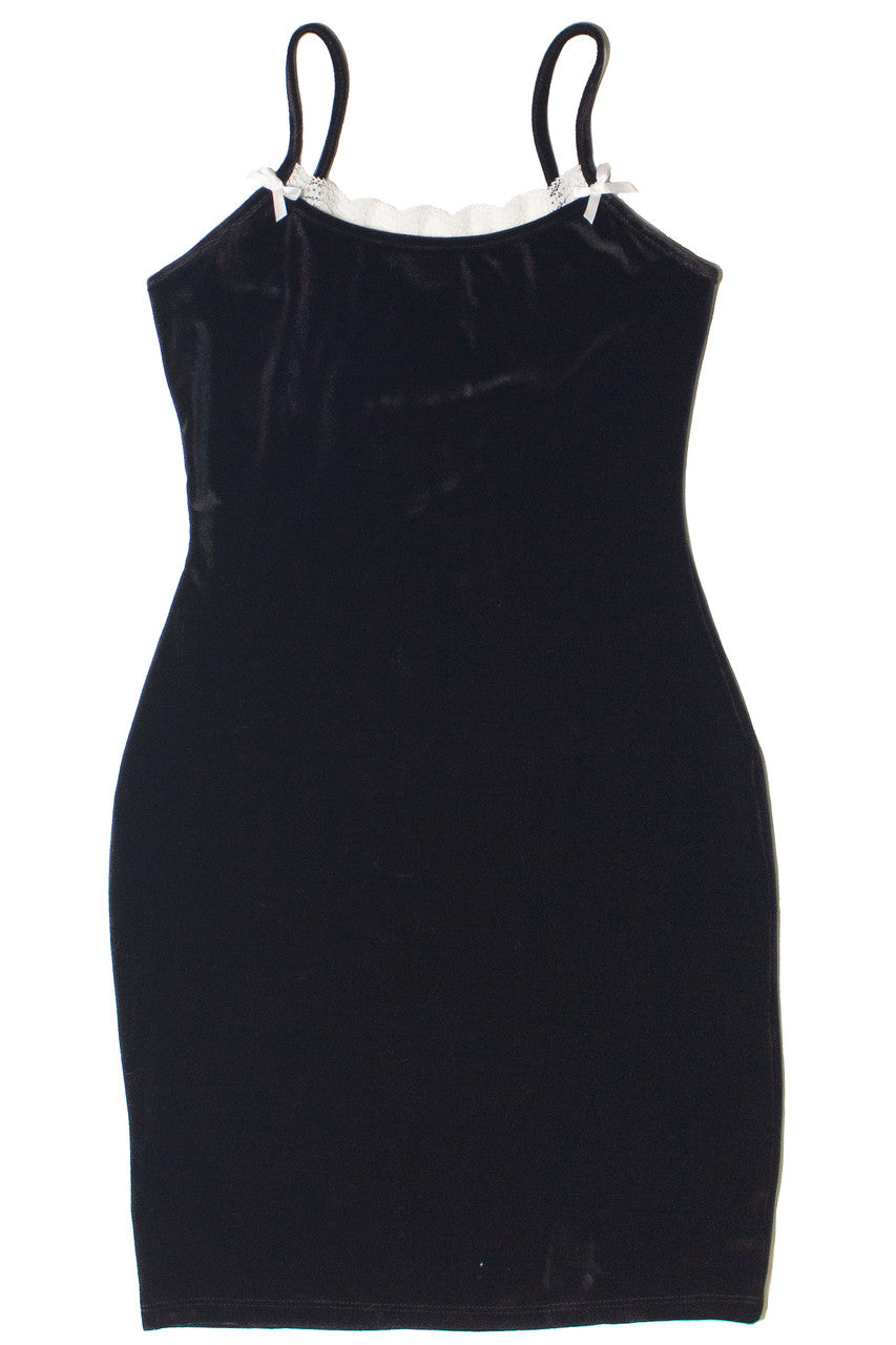 Lace And Bow Velvet Mini Dress