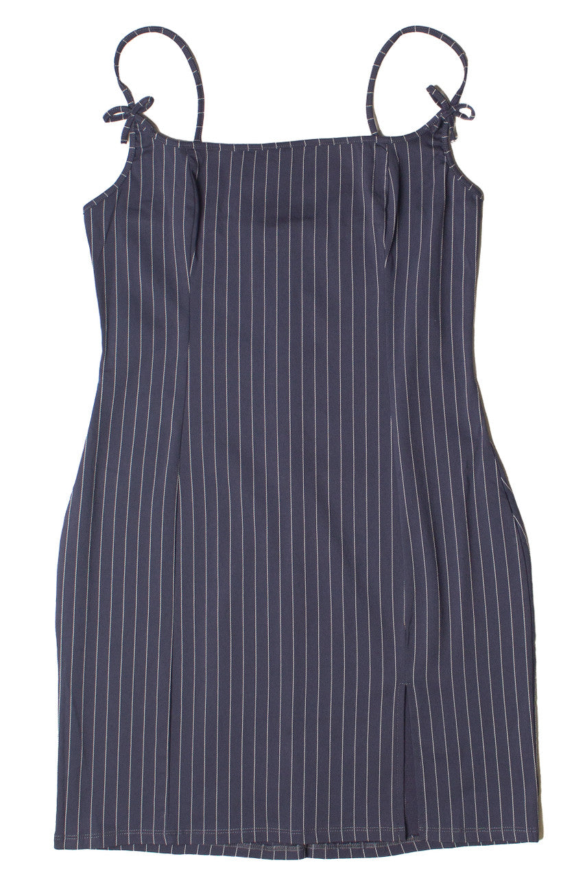 Pinstripe Bow Mini Dress