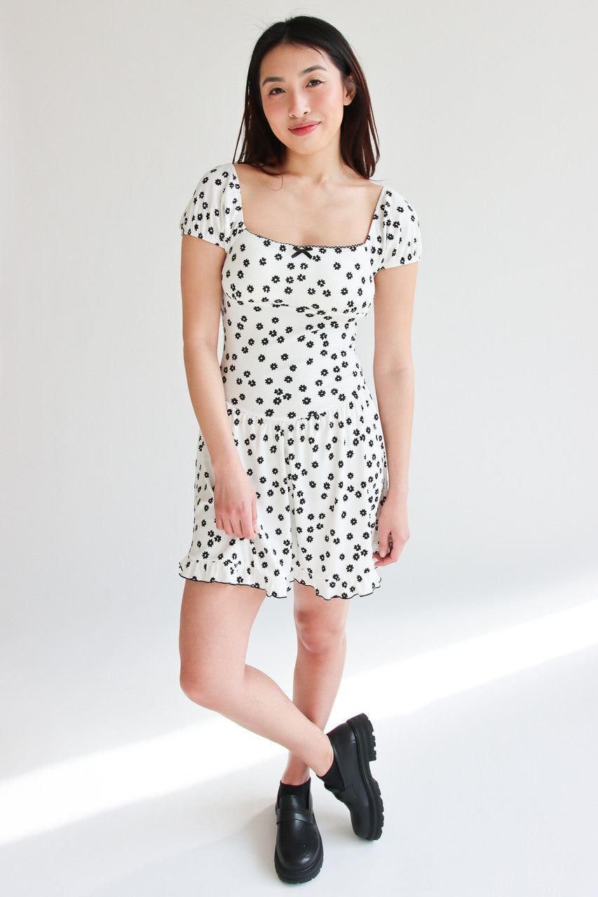 Floral Print Drop Waist Dress