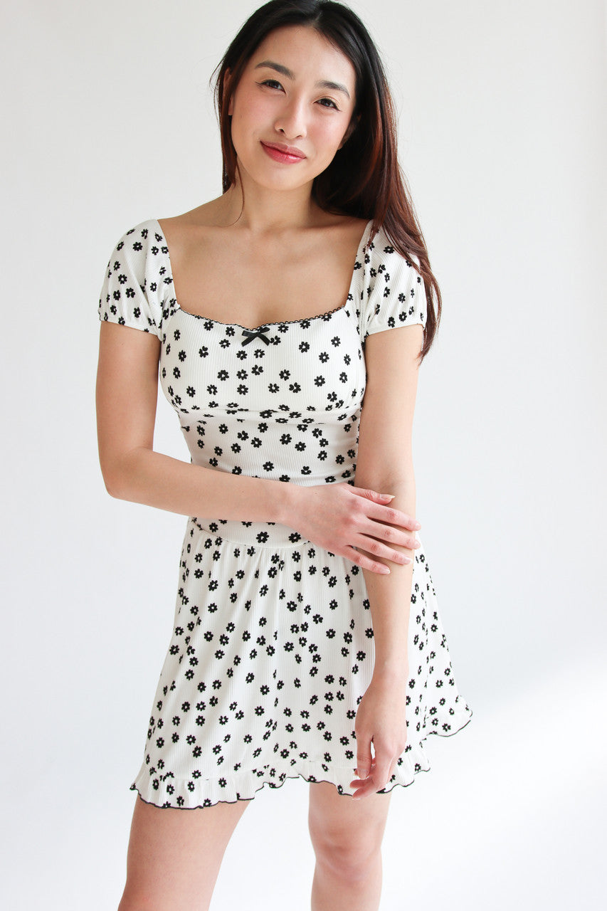 Floral Print Drop Waist Dress