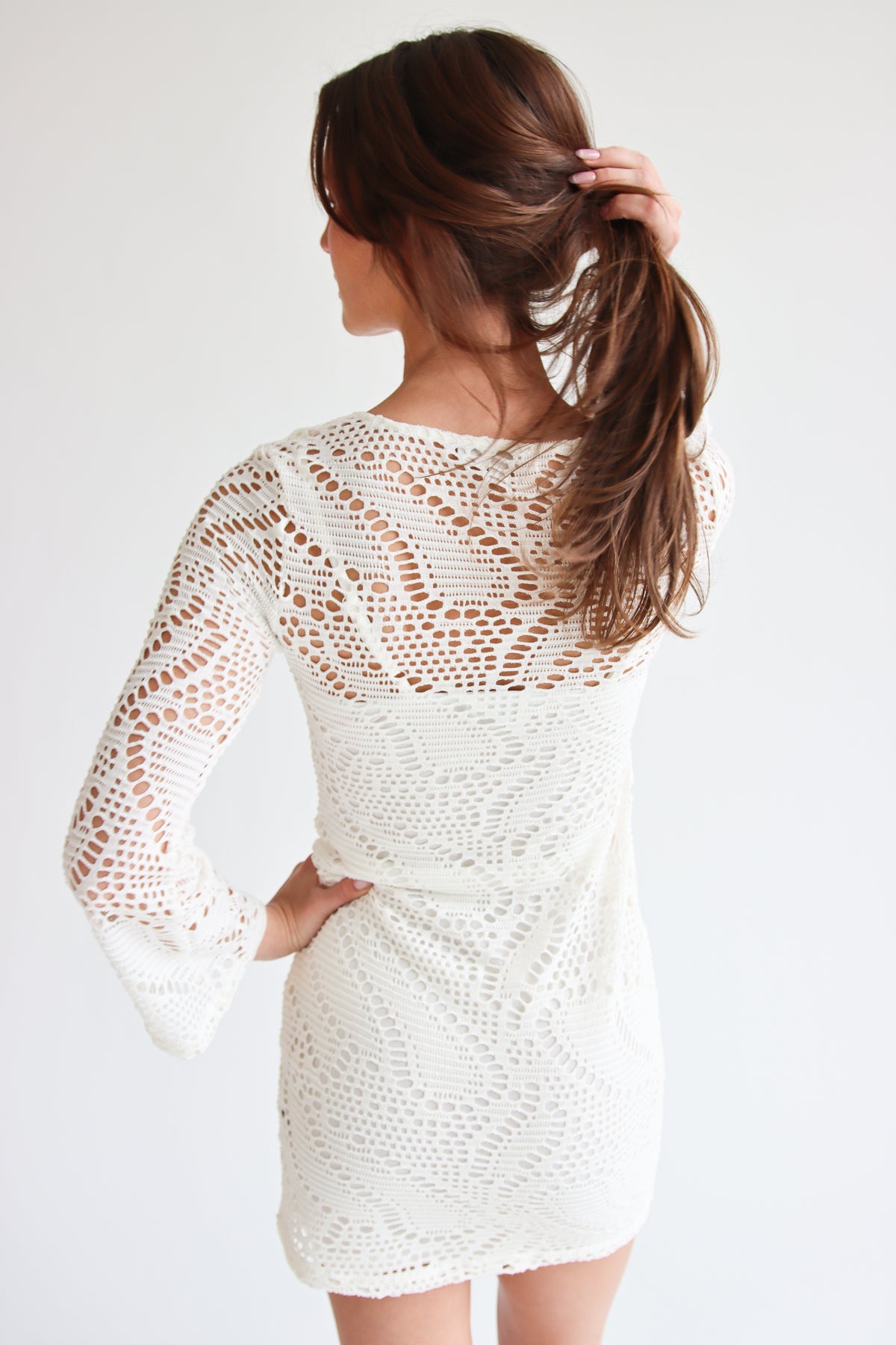 Bell Sleeve Crochet Dress