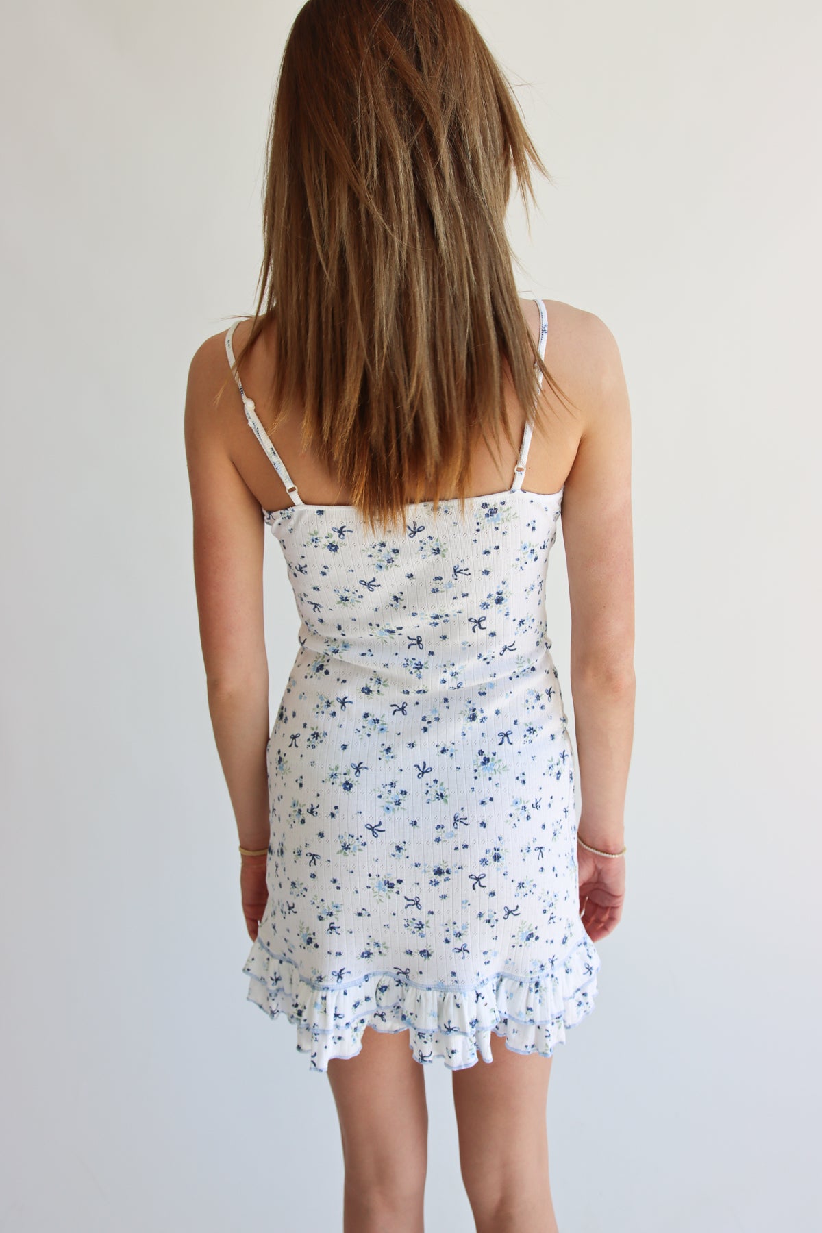 Pointelle Floral Ruffle Dress