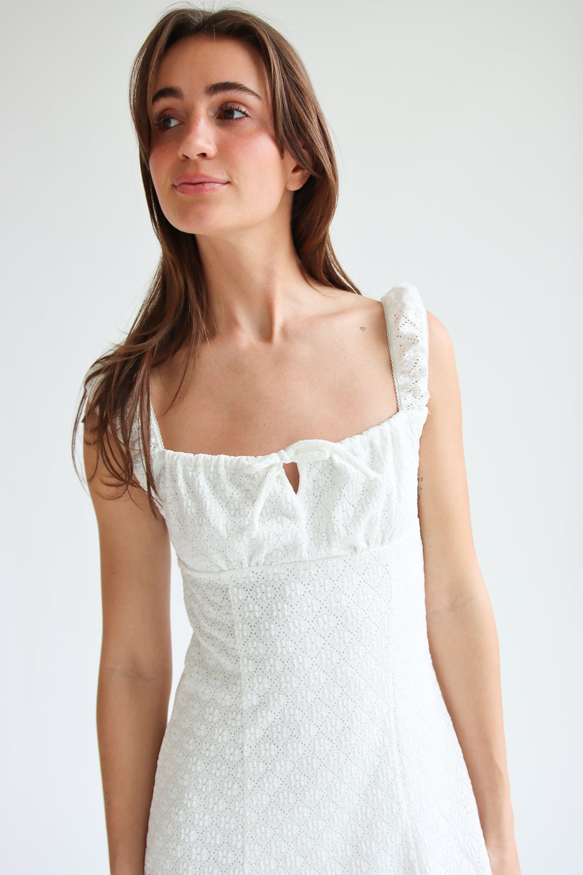 White Eyelet Dress Front