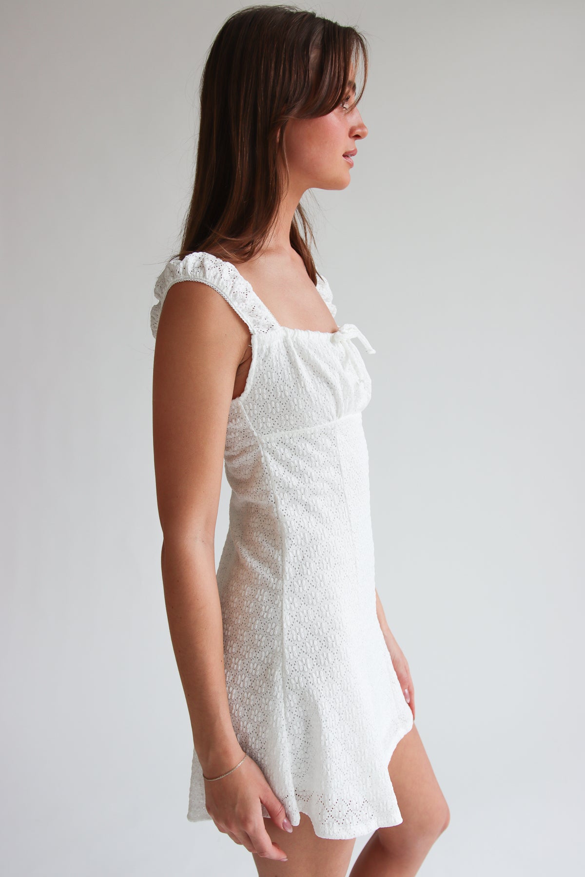 White Eyelet Dress Front