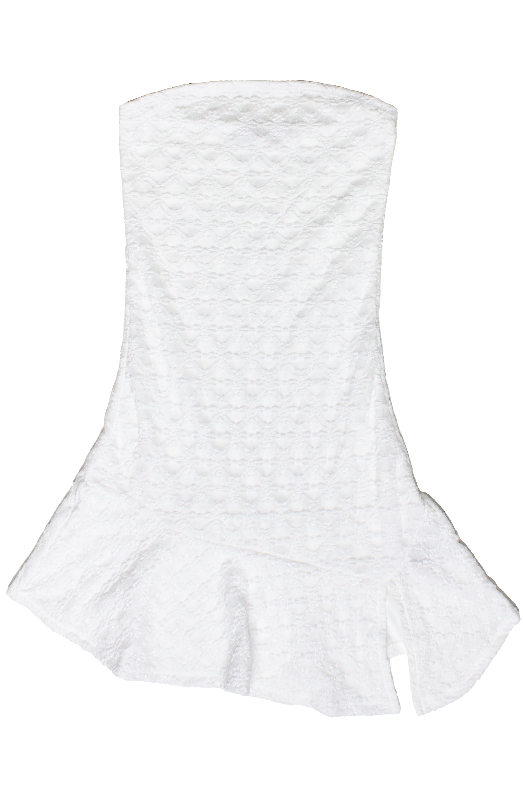 Strapless Split Hem Lace Mini Dress