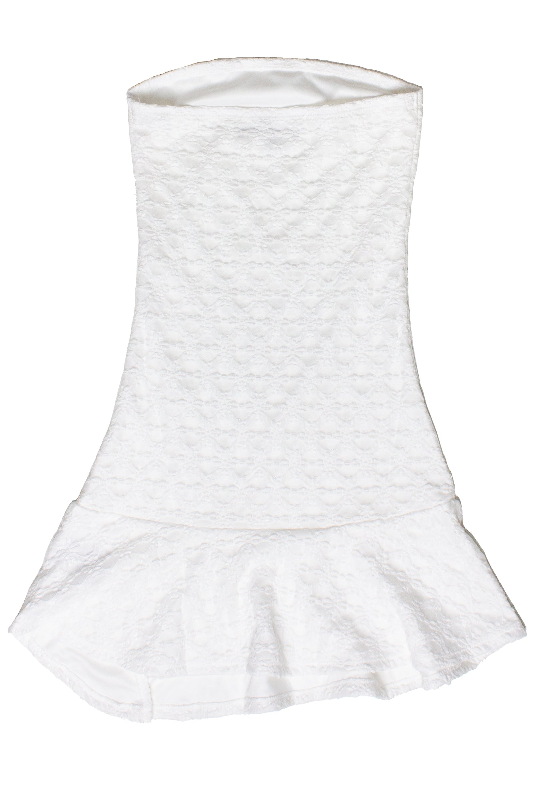 Strapless Split Hem Lace Mini Dress