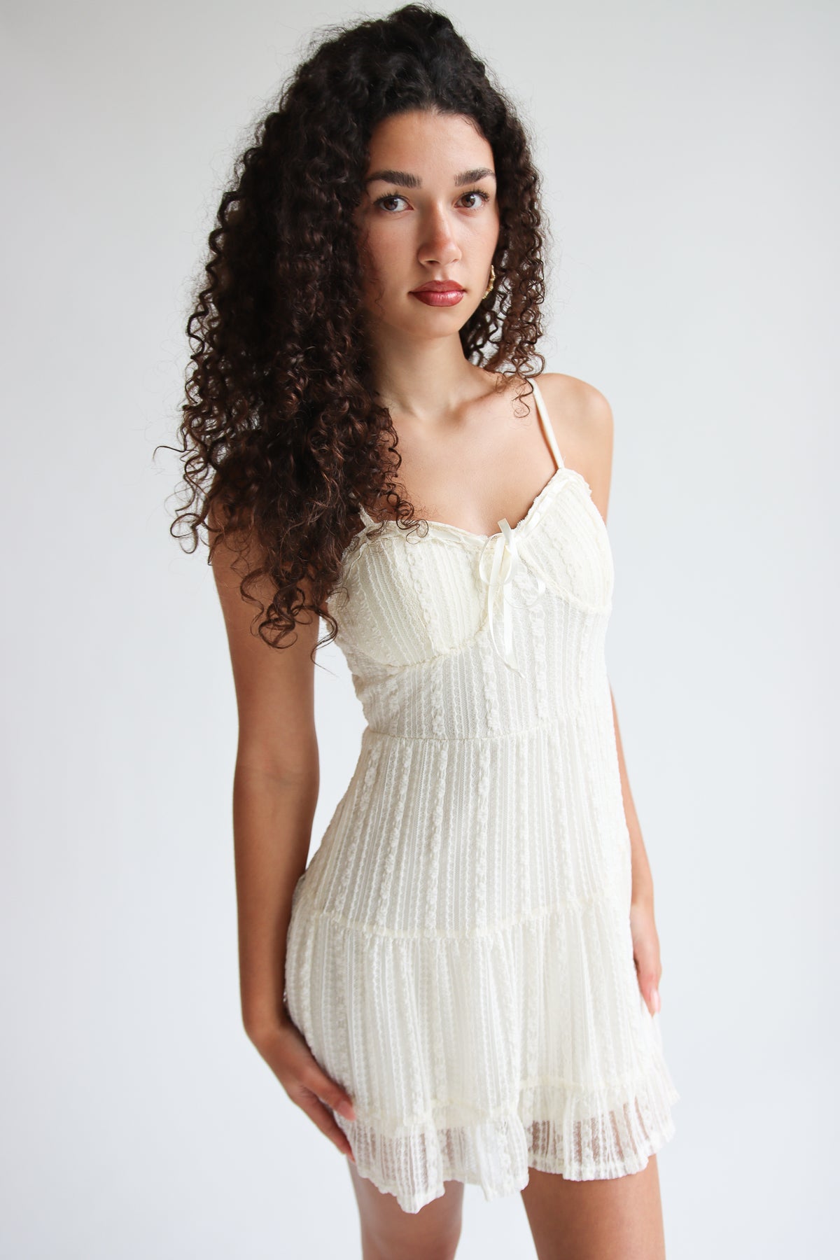 Floral Lace Bustier Mini Dress