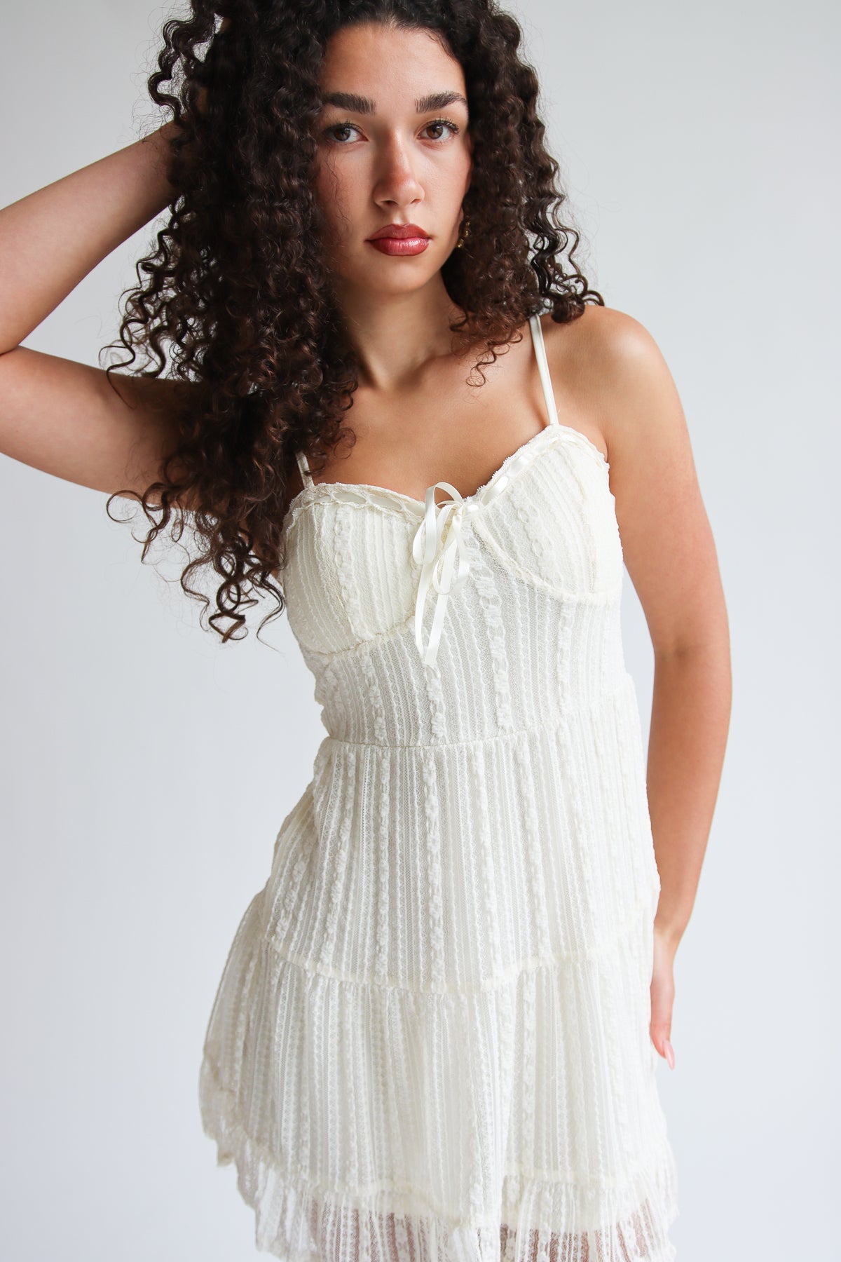 Floral Lace Bustier Mini Dress