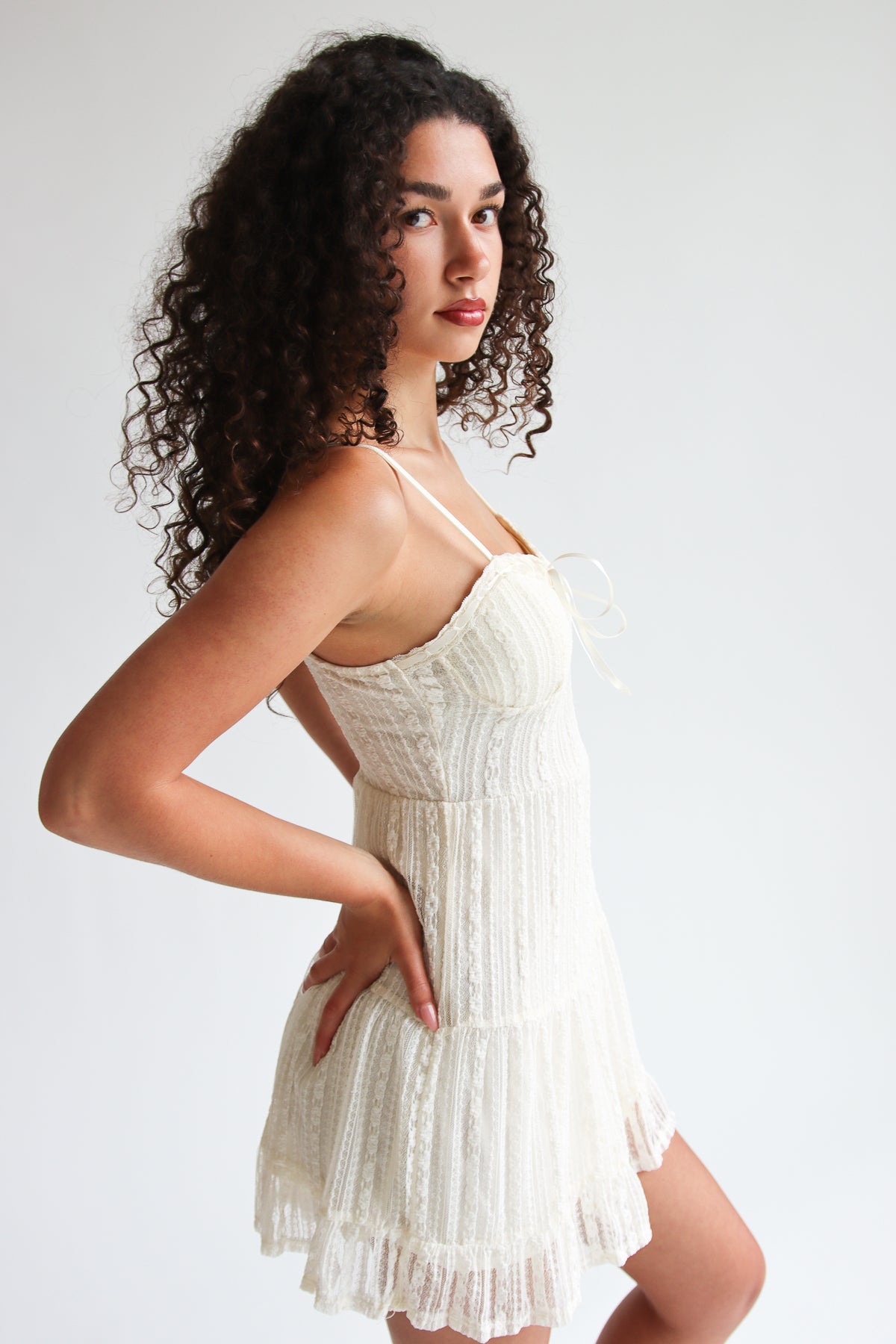 Floral Lace Bustier Mini Dress