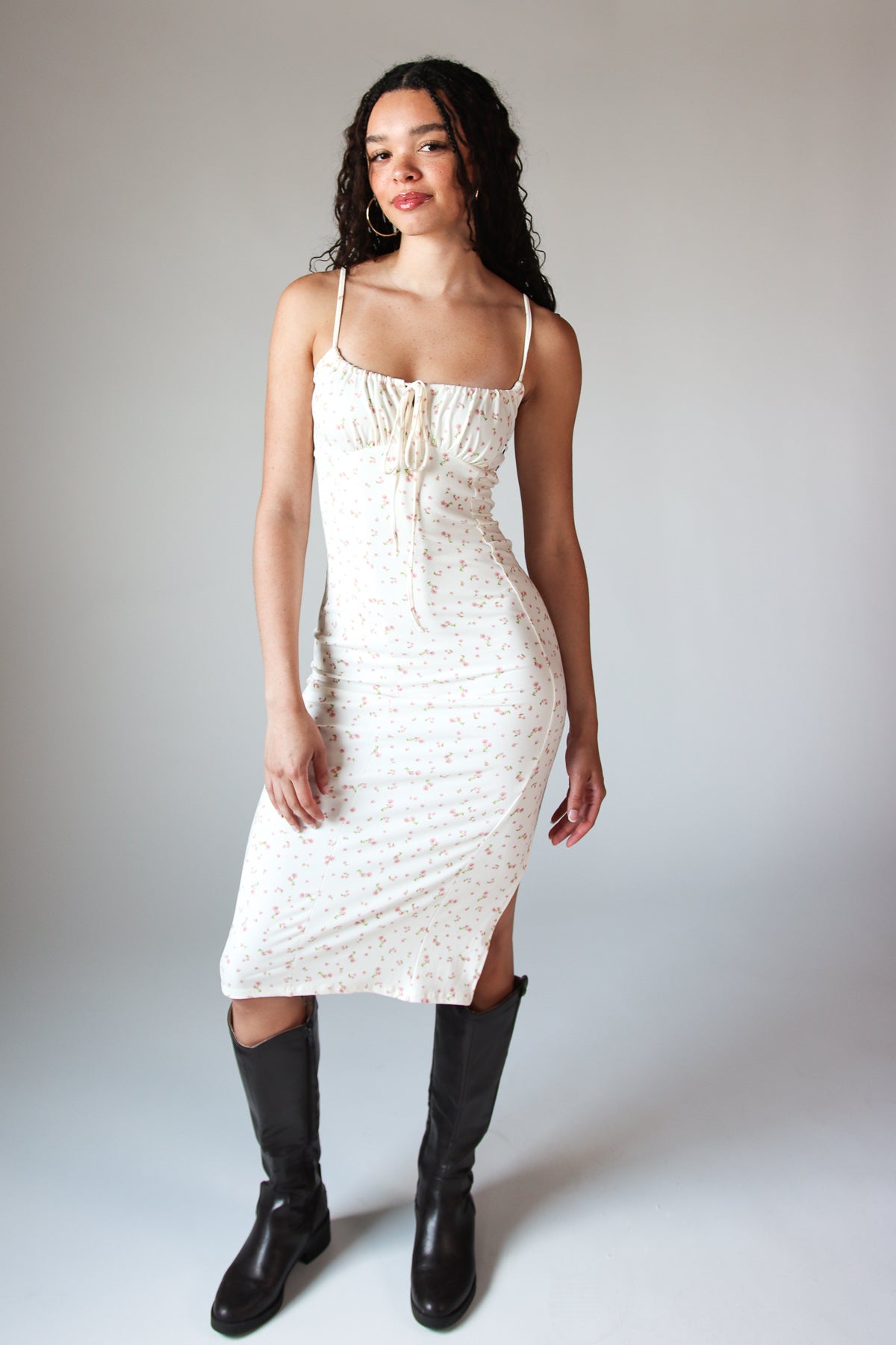 Sleeveless Floral Milkmaid Midi Dress