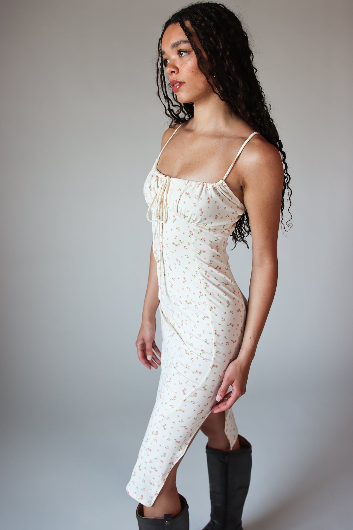 Sleeveless Floral Milkmaid Midi Dress